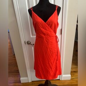 Sophie Rue Elegant Coral Wrap Dress Medium New